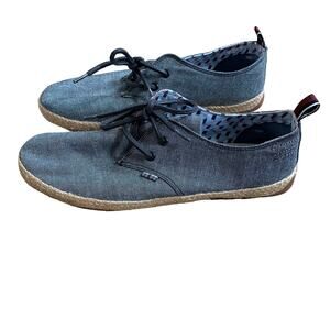 Ben Sherman Blue Canvas Woven Sole Loafers - Men's 10